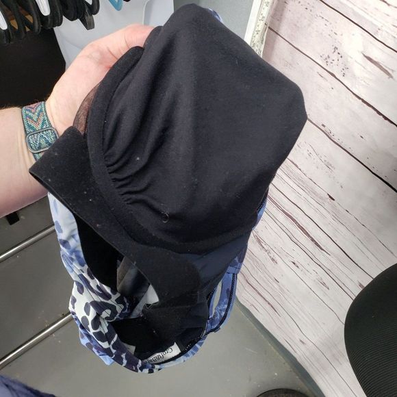 Croft & Barrow KH90453D D-Cup Tummy Slimmer Blue Navy Animal Tankini BathingSuit - Picture 3 of 11